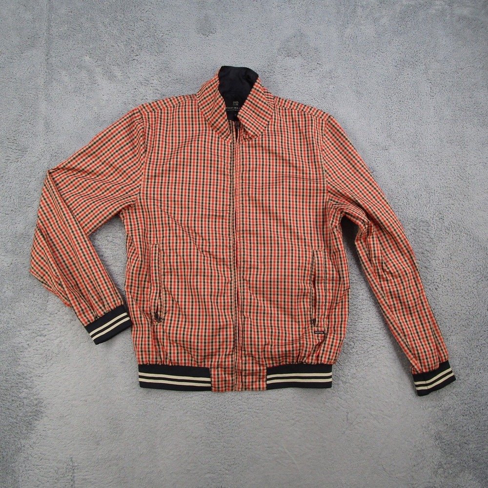 Scotch & Soda Mens Bomber Jacket XL Red Check Full Zip 1101.01.10036